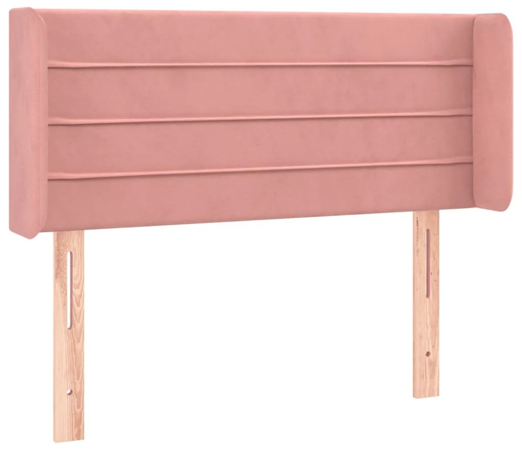 Cabeceira de cama c/ luzes LED veludo 93x16x78/88 cm rosa