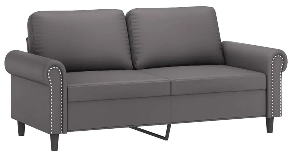 2 pcs conjunto de sofás com almofadas couro artificial cinzento
