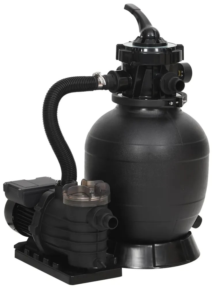 vidaXL Filtro de areia para piscina com pré-filtro preto