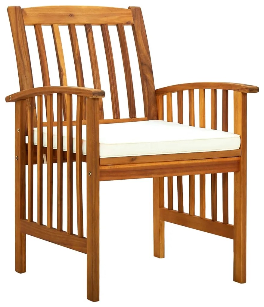 Cadeiras de jantar p/ jardim 3 pcs c/ almofadões acácia maciça