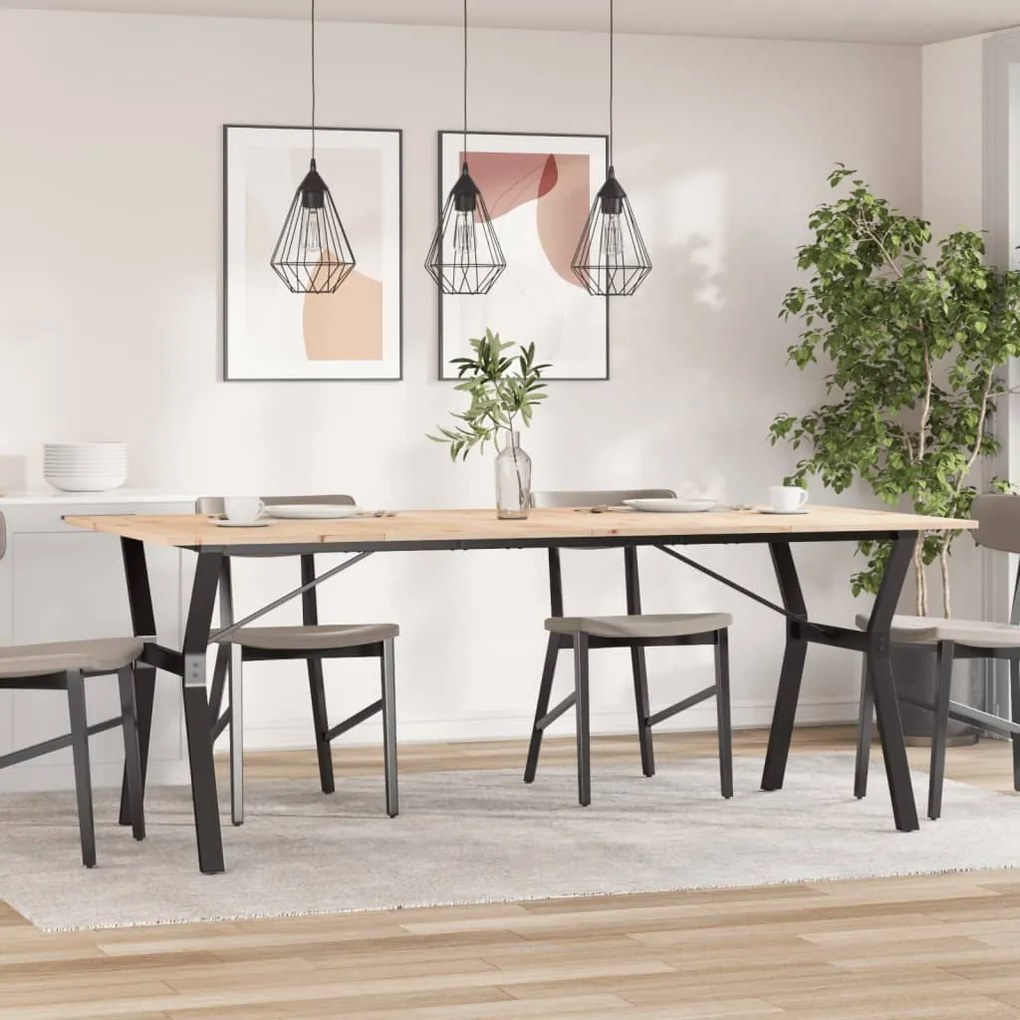 Mesa de jantar estrutura em Y 200x100x75 cm pinho/aço