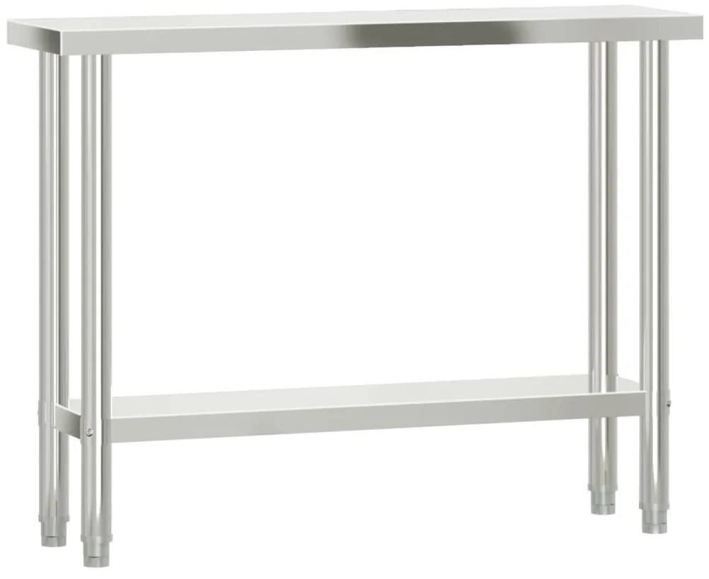 Mesa trabalho cozinha c/ prateleira 110x30x120cm aço inoxidável