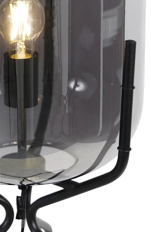 LED Candeeiro de pé inteligente preto com Wi-Fi A60 vidro fumê - Bliss Design
