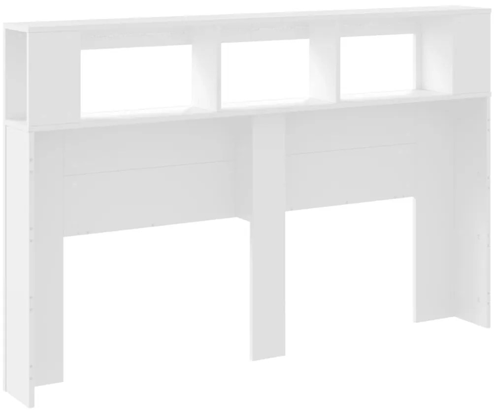 Cabeceira cama c/ LEDs 160x18,5x103,5 cm deriv. madeira branco