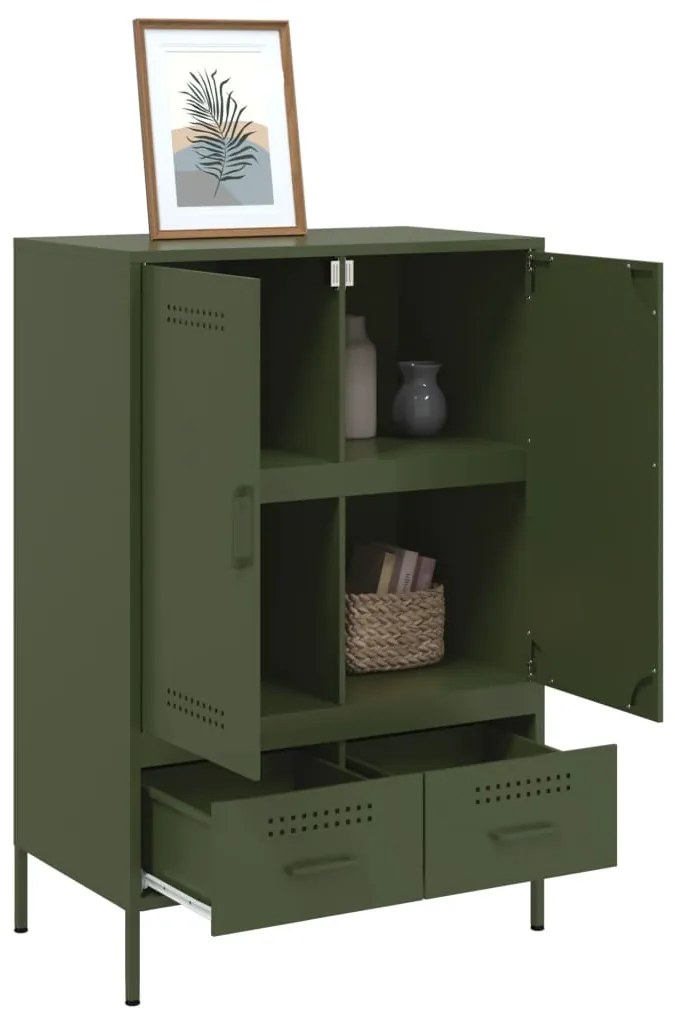 Móvel alto 68x39x101,5 cm aço verde azeitona