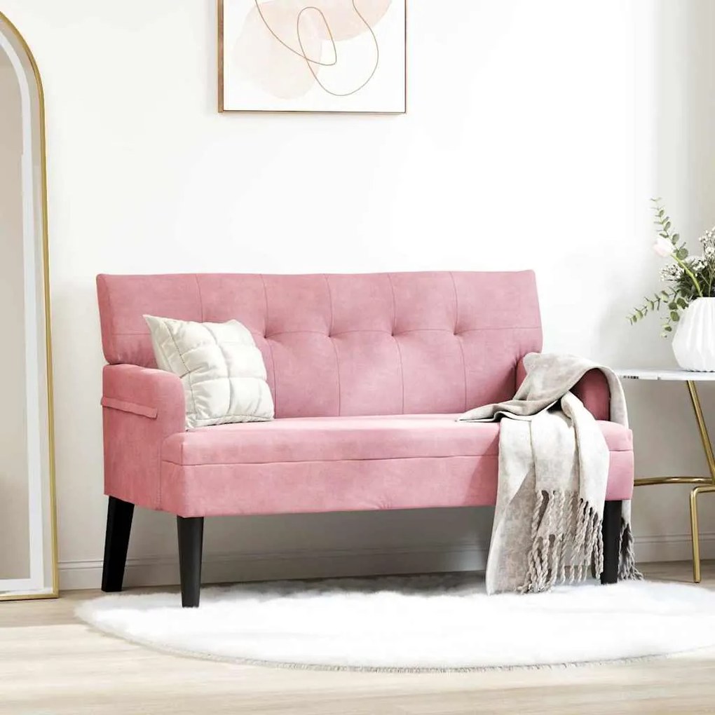vidaXL Banco Chesterfield Rosa 112 x 65,5 x 75 cm Veludo