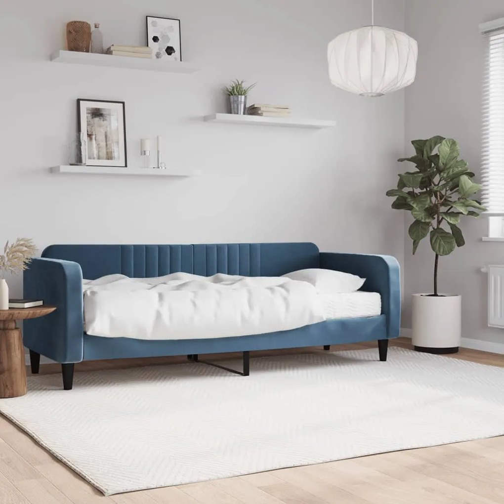 Sofá-cama com colchão 80x200 cm veludo azul