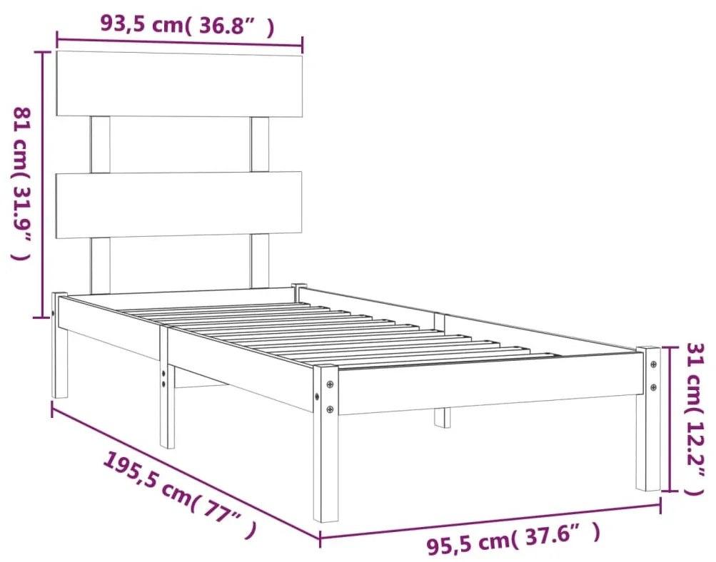 Estrutura de cama solteiro 90x190 cm madeira maciça