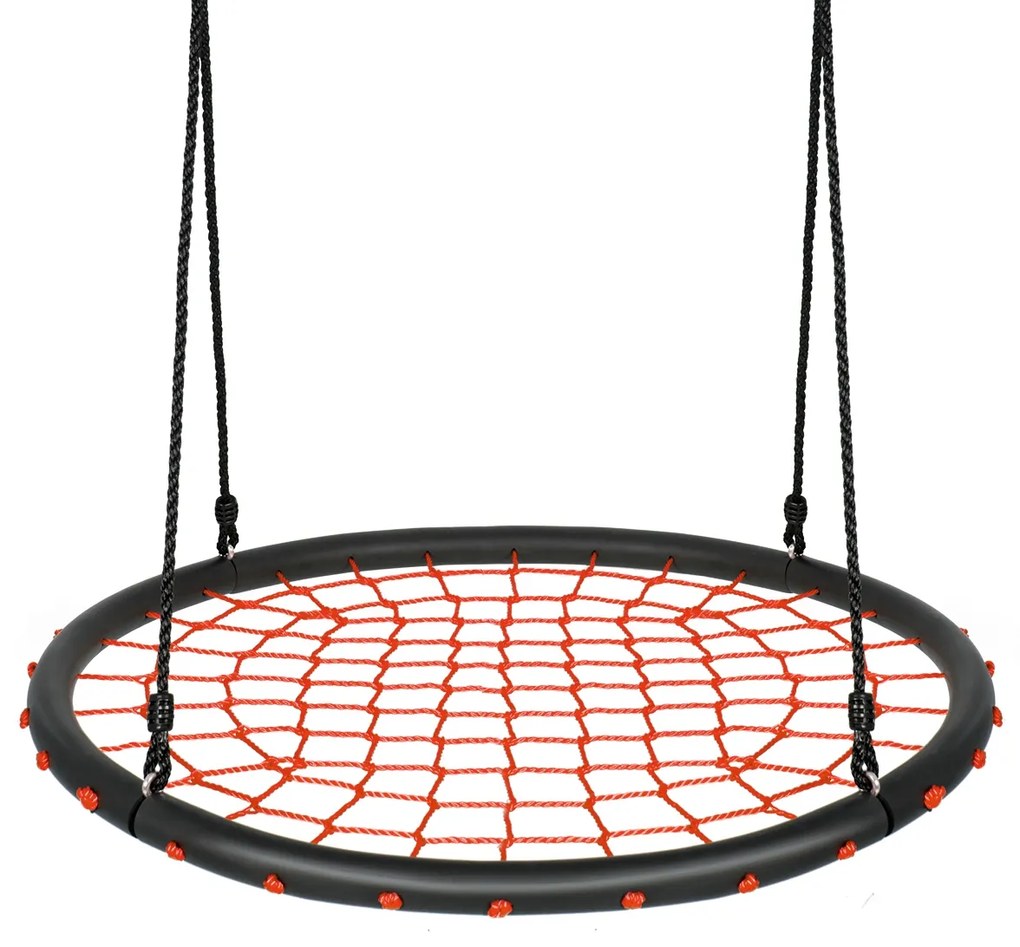 Baloiço Infantil Rede Redonda com Cordas Ajustáveis Ideal para Parque Infantil Jardim de Árvores 100 cm Laranja
