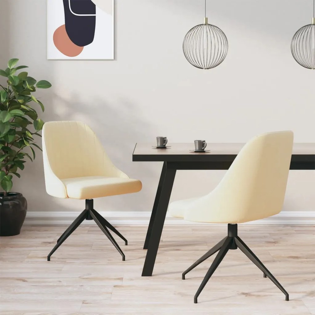 vidaXL Cadeiras de jantar 2 pcs veludo cor creme