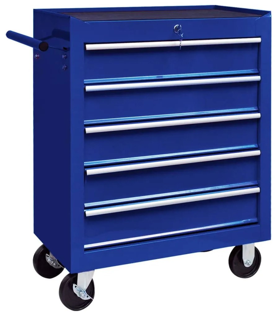 vidaXL Trólei de oficina para ferramentas com 5 gavetas azul