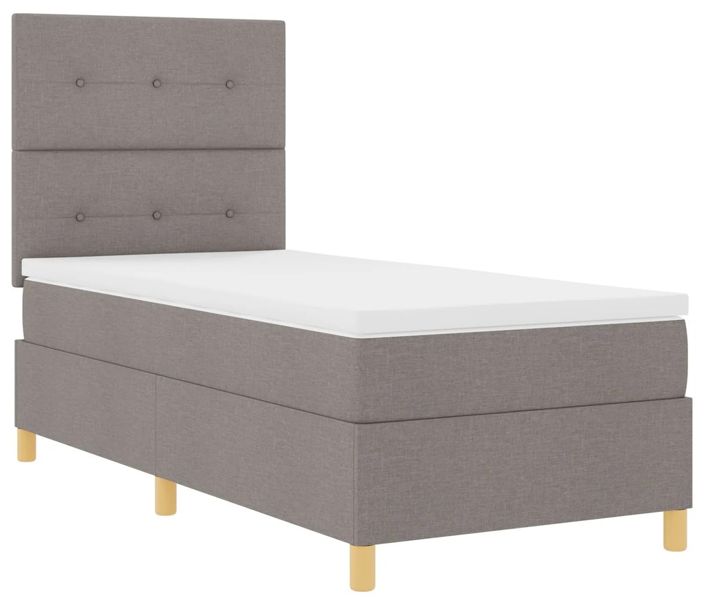 Cama Box Spring com Colchão Taupe 90x200 cm Tecido