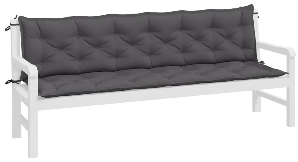 Almofadões banco jardim 2pcs 200x50x7cm tecido oxford antracite