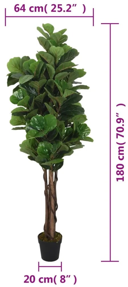 Figueira-lira artificial 232 folhas 180 cm verde