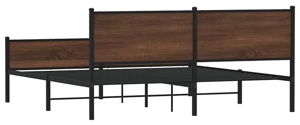 Estrutura cama sem colchão 183x213 cm metal carvalho castanho