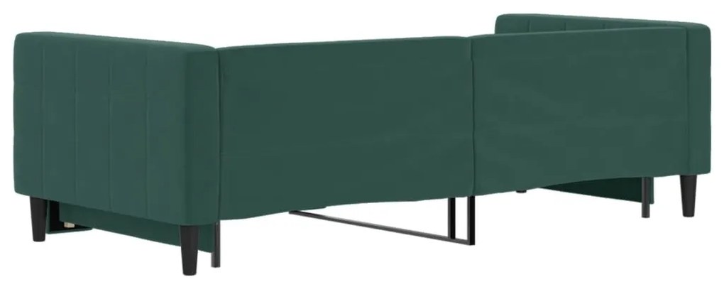 Sofá-cama com gavetão 90x200 cm veludo verde-escuro