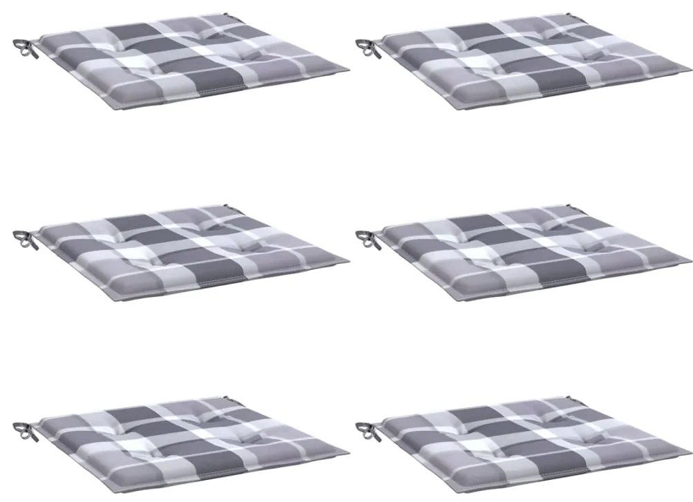 Almofadões cadeiras jardim 6pcs tecido oxford xadrez cinzento