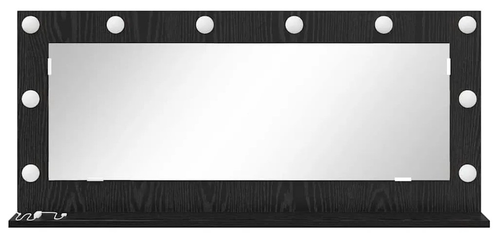 Espelho de Vaidade com Luzes LED Carvalho Preto 100x45x18 cm