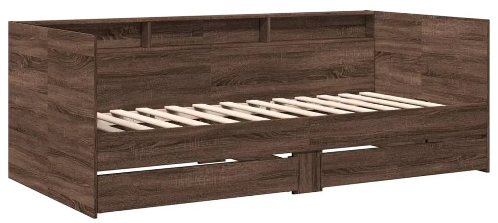 Sofá-cama com gavetas sem colchão 90x190 cm carvalho castanho