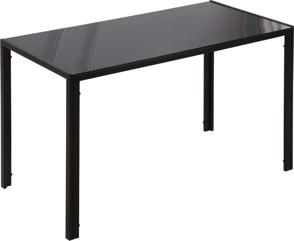 HOMCOM Mesa Sala de Jantar de Cristal Mesa Retangular para 4-6 pessoas com Pés de Metal Multifuncional 120x60x75 cm Preto | Aosom Portugal