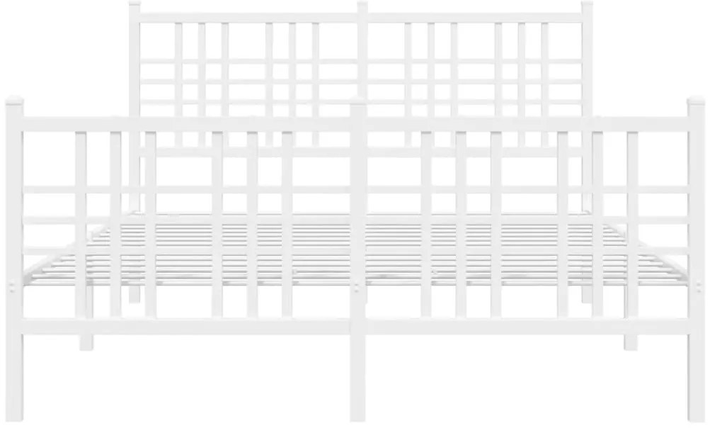 Estrutura de cama com cabeceira e pés 120x190 cm metal branco