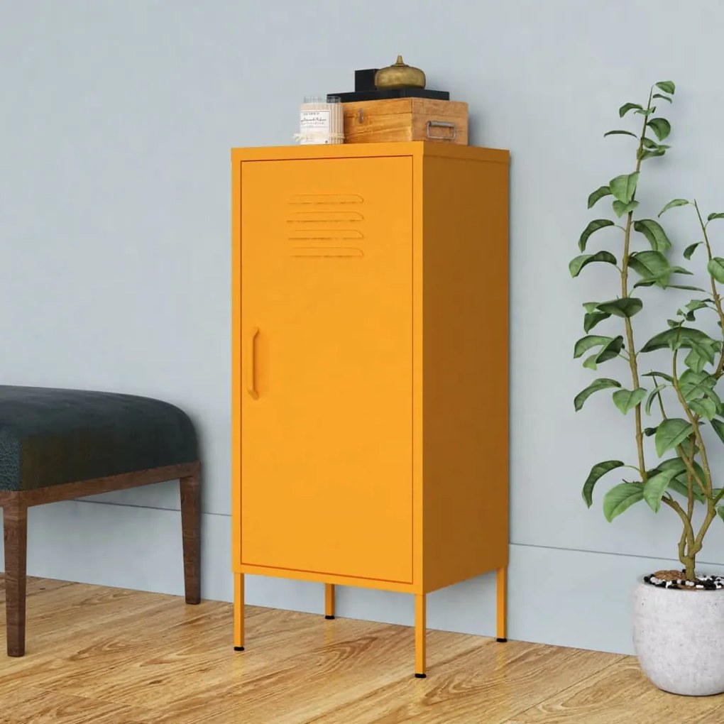 vidaXL Armário de arrumação aço 42,5x35x101,5 cm amarelo mostarda
