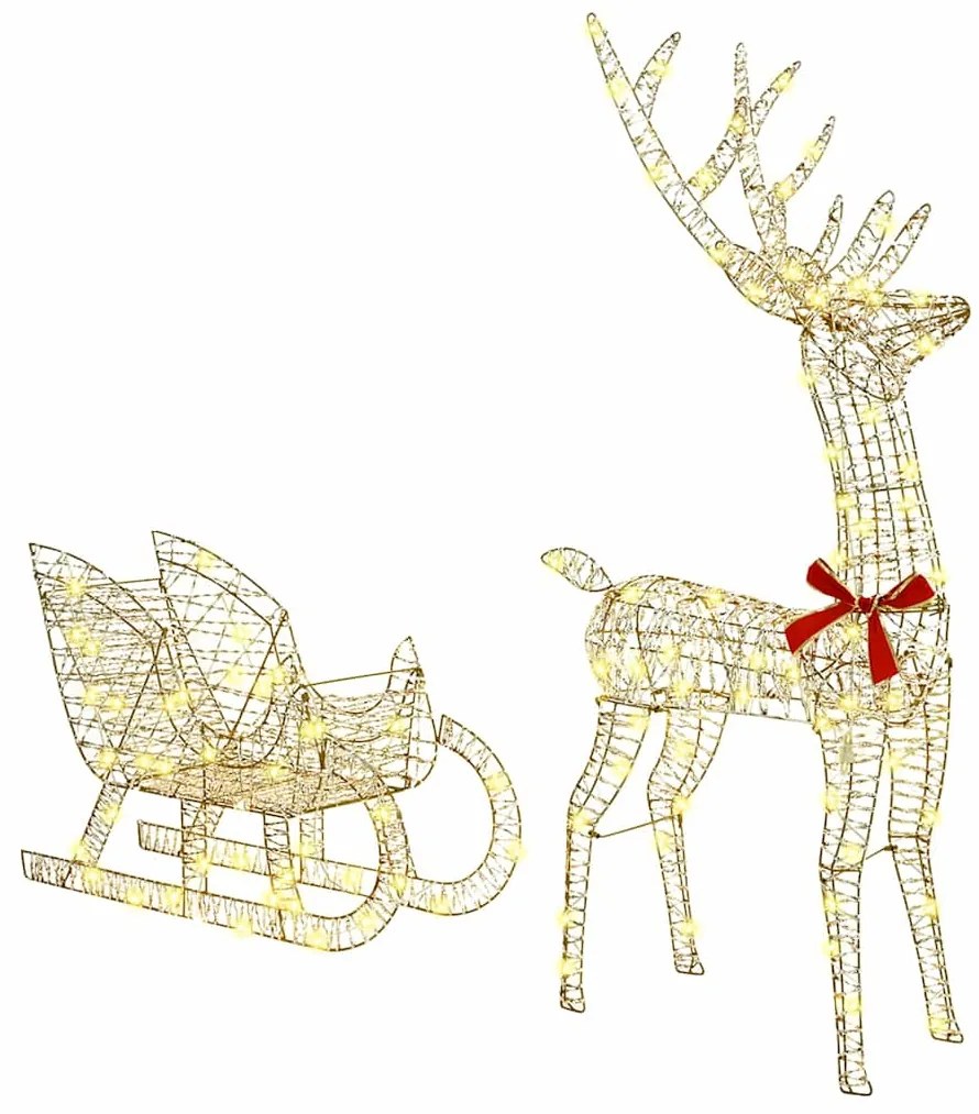 vidaXL Trenó Puxado por Rena Branco quente 70 x 26 x 129 cm PET