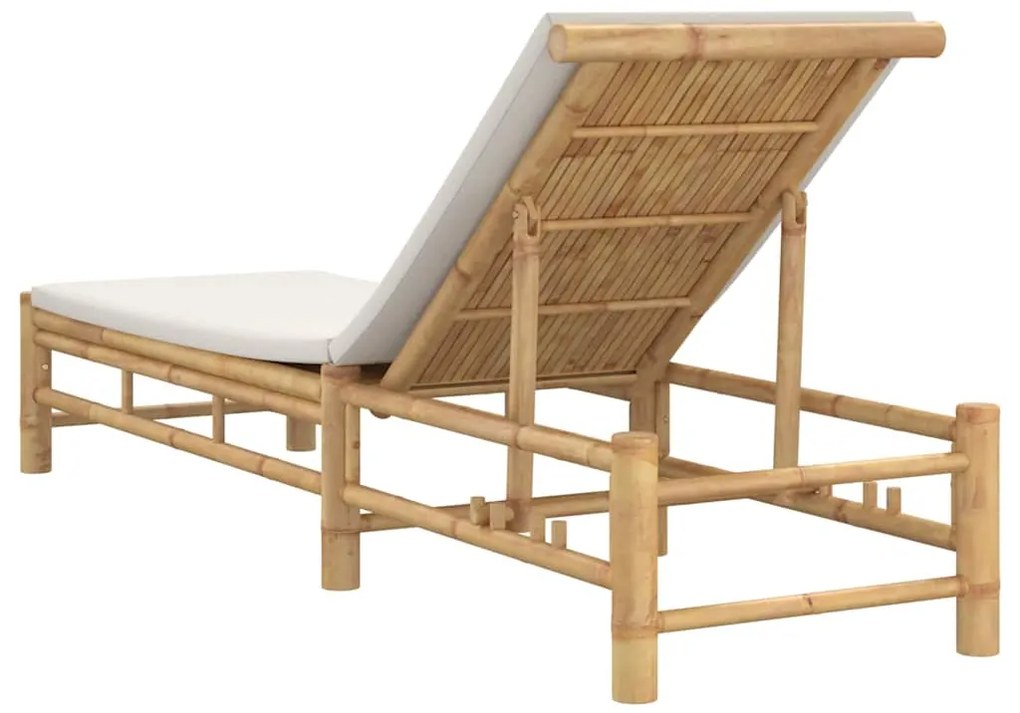 Espreguiçadeira c/ almofadões 55x199x30 cm bambu