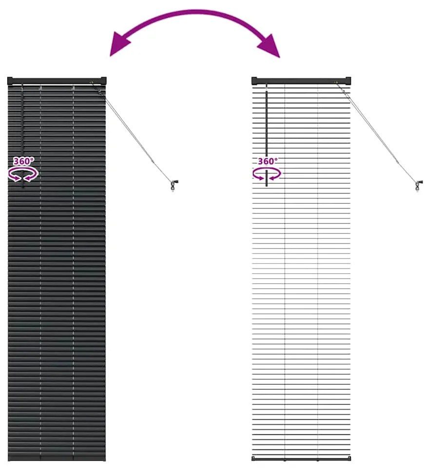 Persiana de Janela com cortinas Outros Manual Preto 80 x 130 cm Alumín