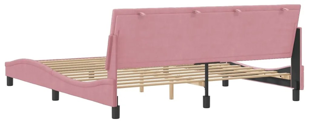 Estrutura de cama c/ cabeceira 180x200 cm veludo rosa
