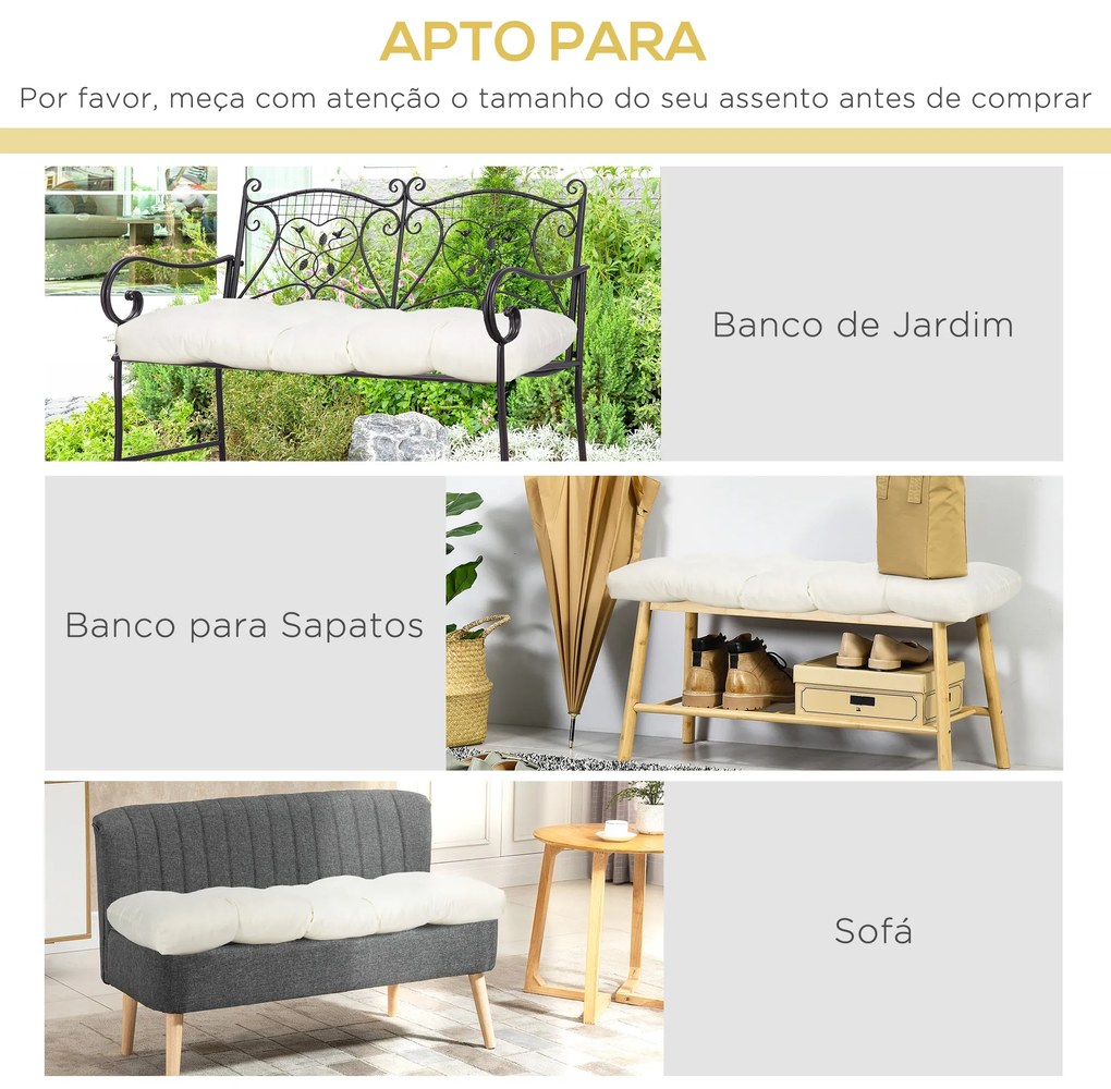 Almofada para Bancos de 2 Lugares 110x48x8cm Almofada Retangular para Interiores e Exteriores Lavável com Costura Elegante e Confortável para Bancos S