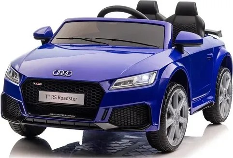 Carro elétrico para crianças 12V Audi TT RS pneus de borracha maciça, banco em pele sintética Azul