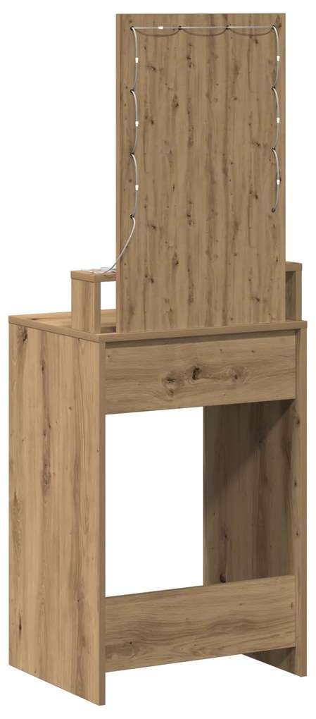 Mesa de Maquiagem vidaXL com Luzes LED Carvalho Artisan 50x41x140 cm