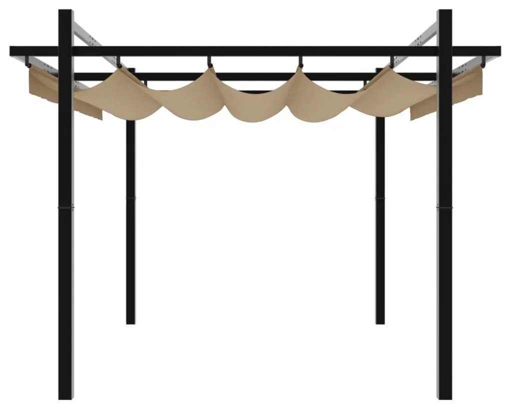Gazebo jardim c/ teto retrátil 3x3 m alumínio cinza-acastanhado