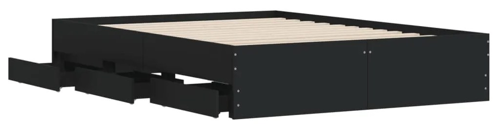 Estrutura cama c/ gavetas 120x190 cm derivados de madeira preto