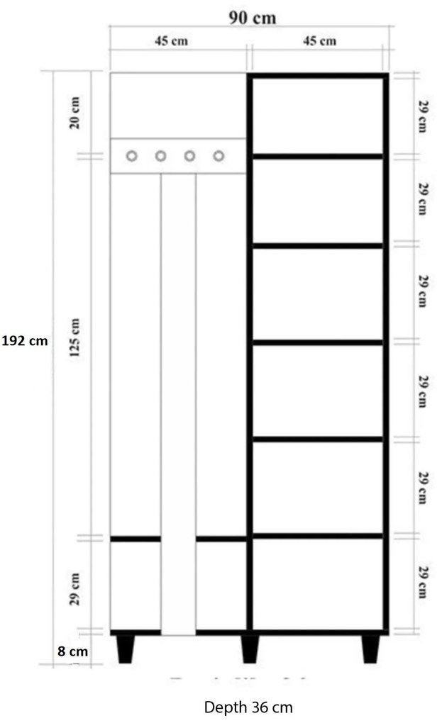 Hall Stand Garmanto – Carvalho Sonoma – 90x192x36 cm