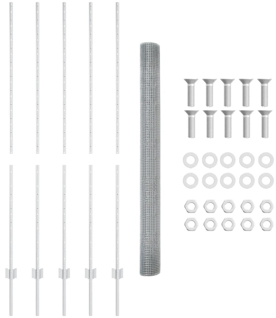 Conjunto de Cerca de Jardim Conjunto de 2 Aço Galvanizado