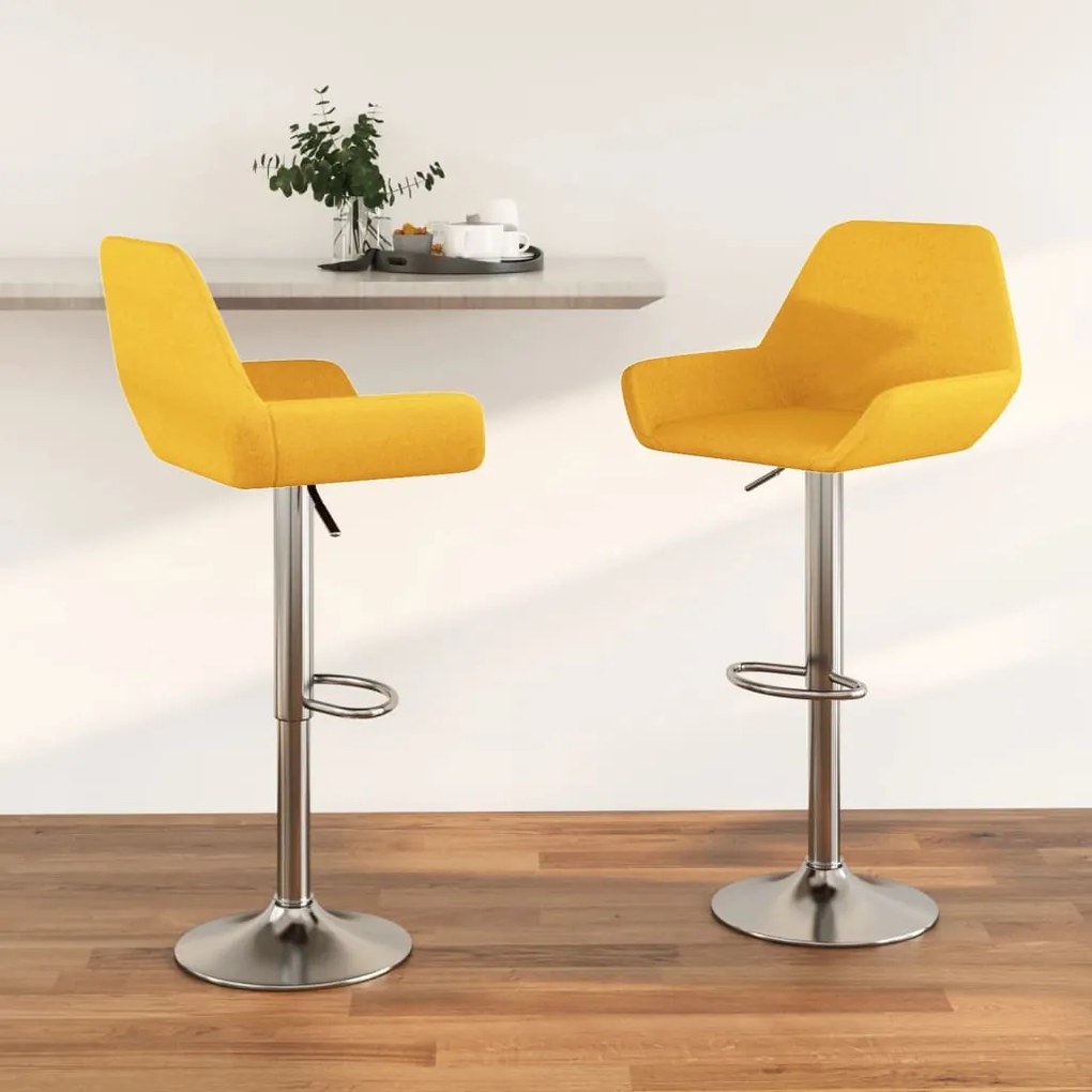 vidaXL Bancos de bar 2 pcs tecido amarelo mostarda