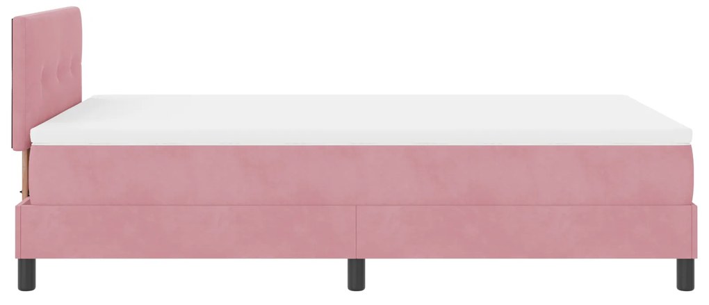 Cama Box Spring com Colchão Rosa 120x200 cm Veludo