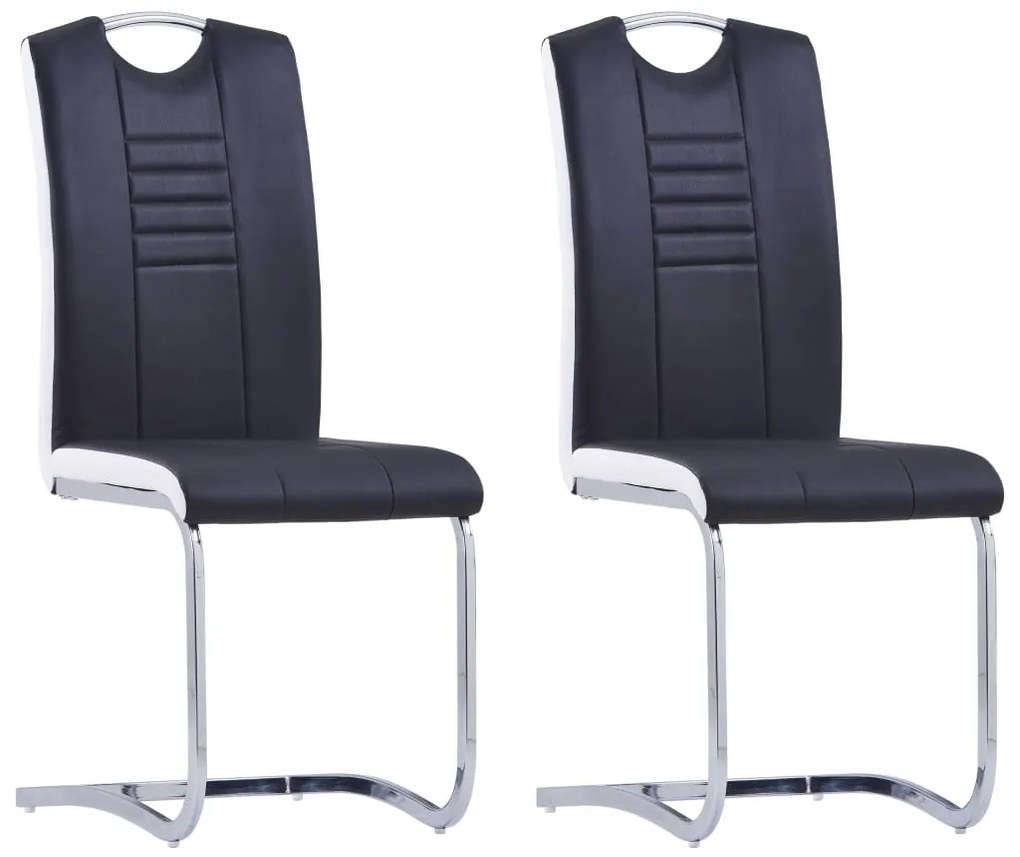 vidaXL Cadeiras de jantar cantilever 2 pcs couro artificial preto
