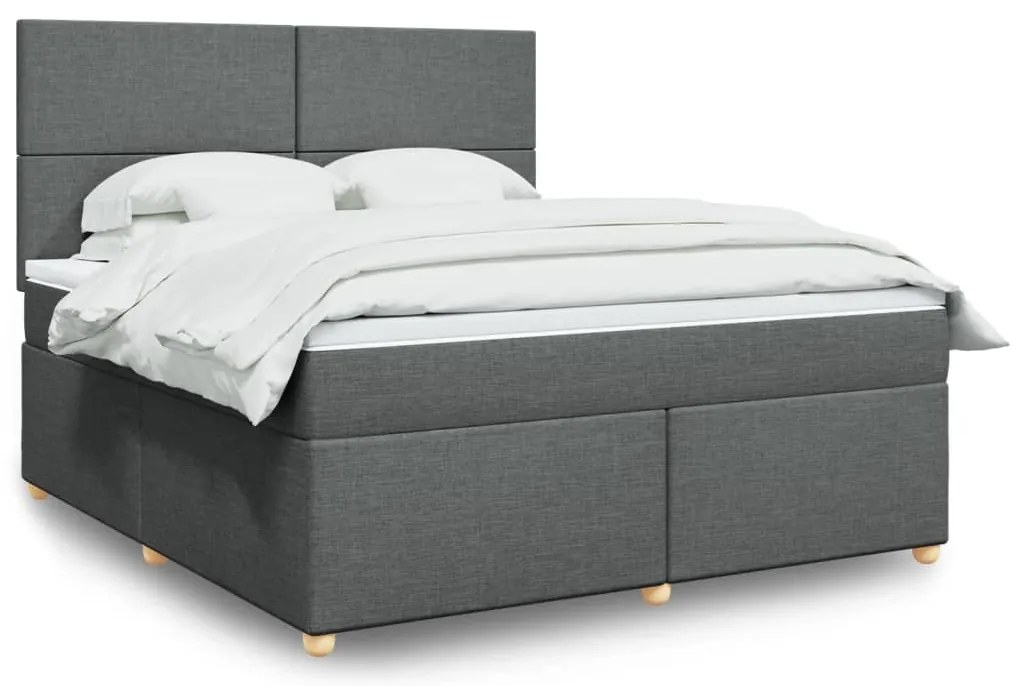 vidaXL Cama com molas/colchão 180x200 cm tecido cinzento-escuro