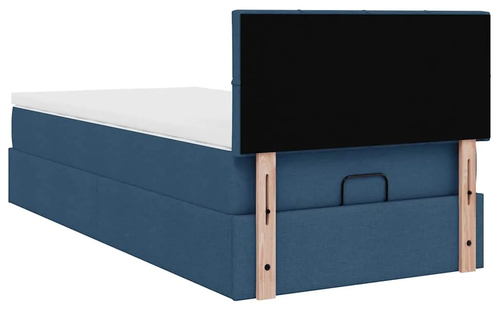 Cama otomana com colchão 90x200 cm tecido azul