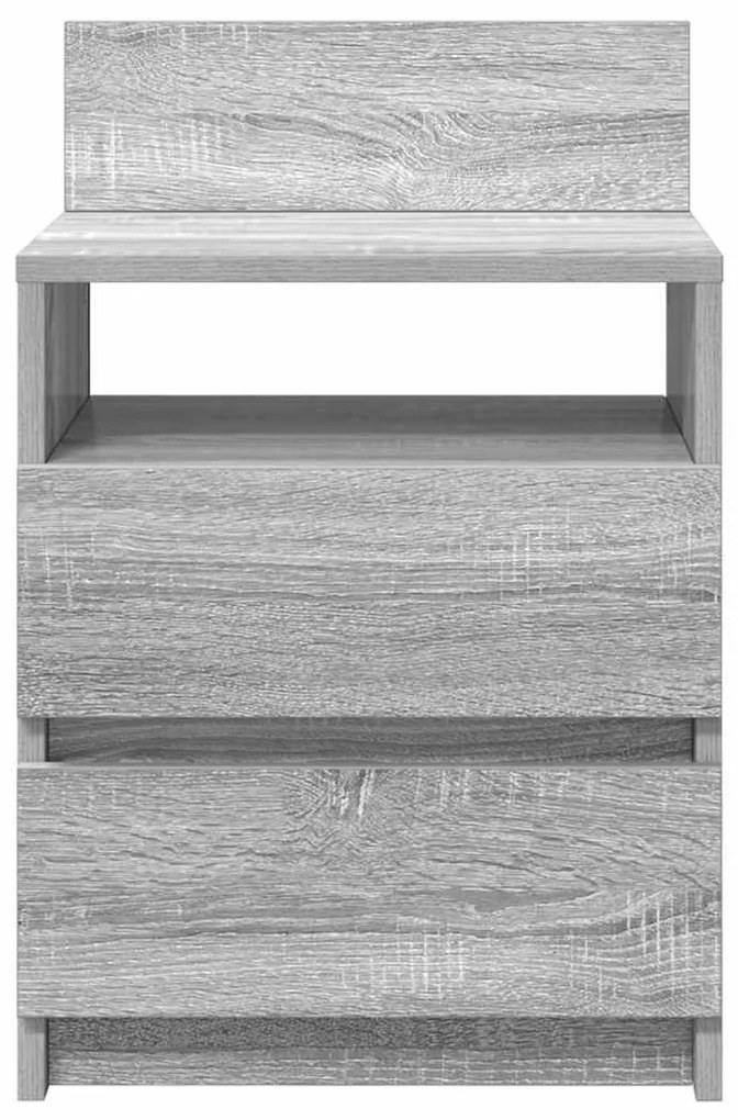 Mesa de cabeceira com 2 gavetas 40x33x60 cm cinzento sonoma