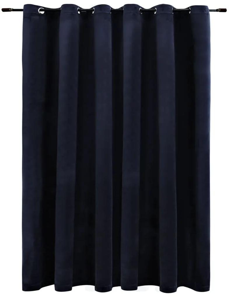Cortina blackout com argolas em metal 290x245 cm veludo preto
