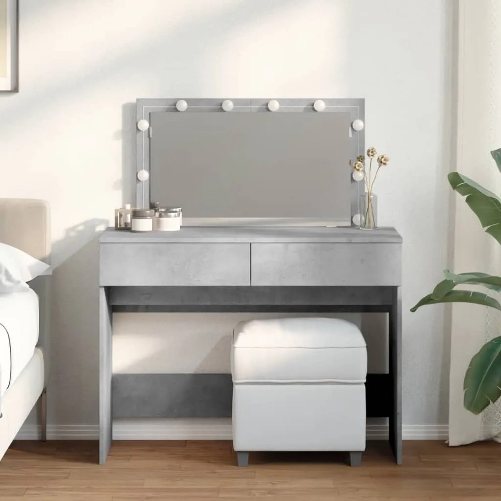 Toucador com LEDs 100x40x120 cm cinzento cimento