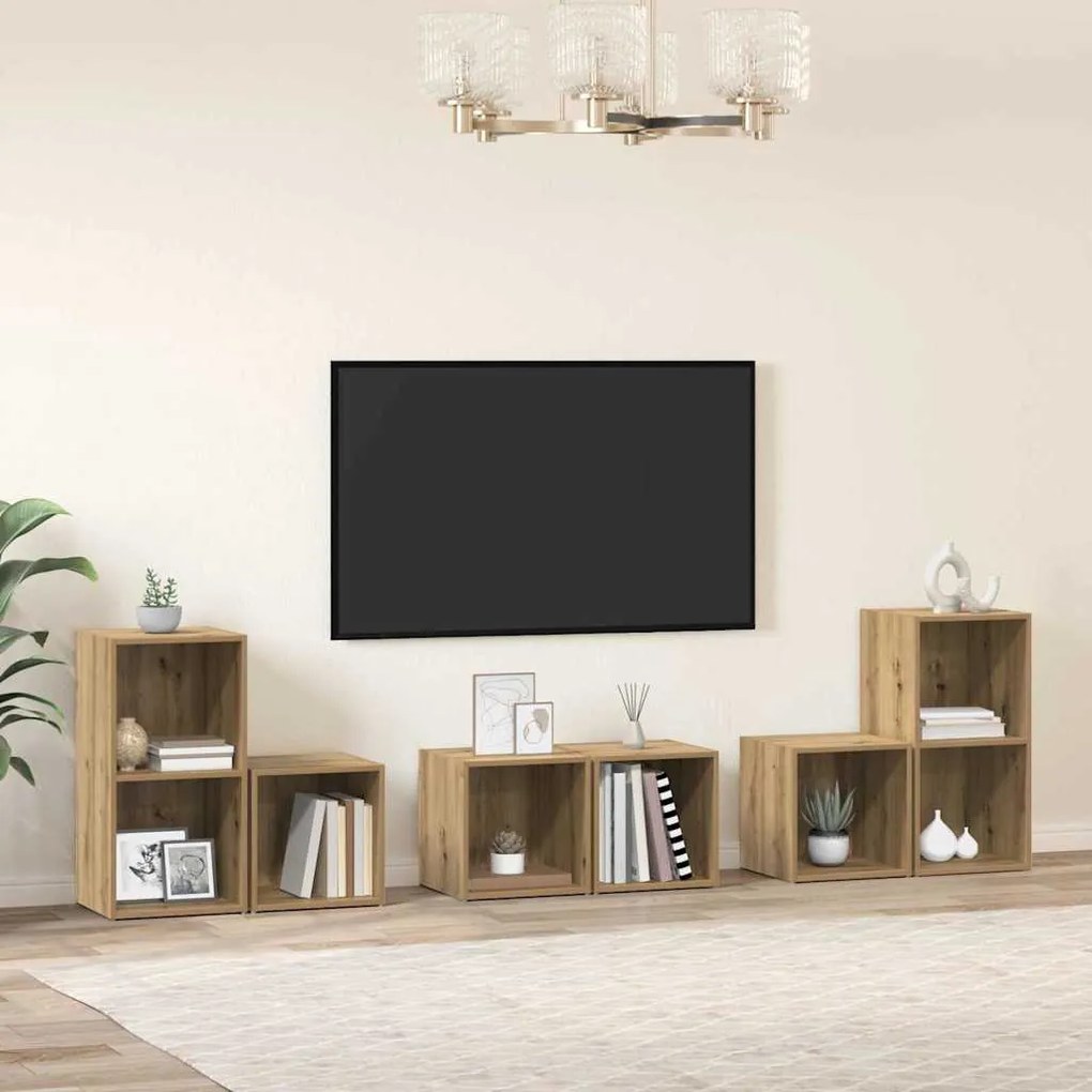 vidaXL Conjunto de Estantes para TV 6 pcs Carvalho Artesanal