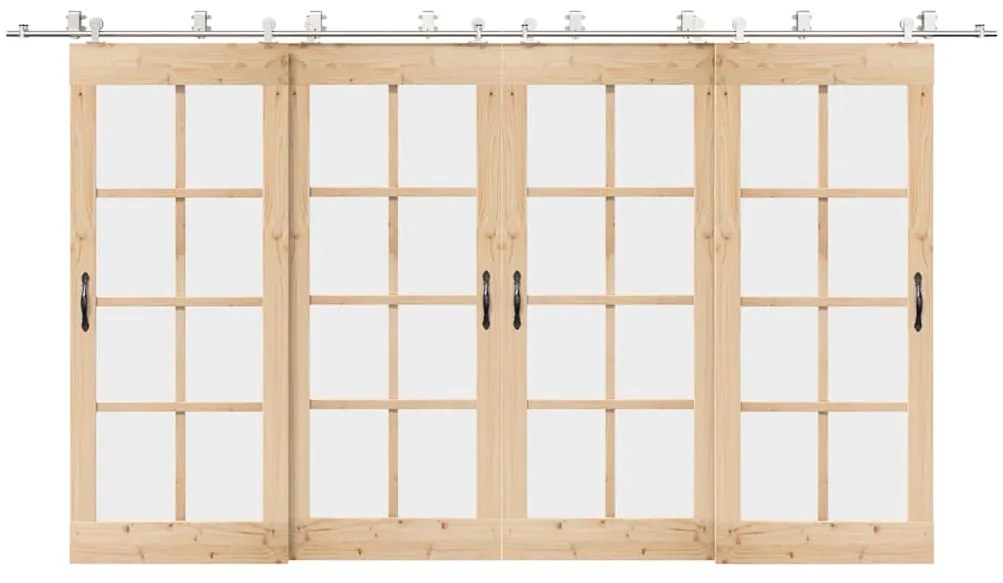 Kit ferragens p/ porta deslizante 400cm aço inoxidável prateado