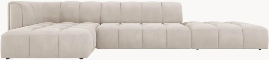 Sofá com chaise longue em chenille Francesca (5 lugares)