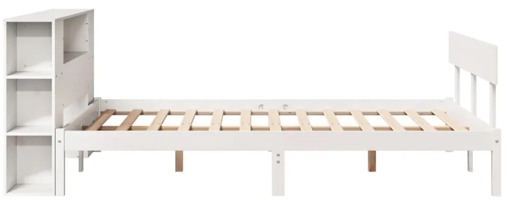 Cama com estante sem colchão 140x200 cm pinho maciço branco