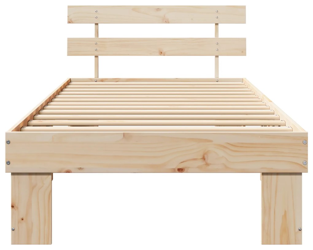 Estrado de Cama com Cabeceira 90x200 cm Madeira Maciça Pinho